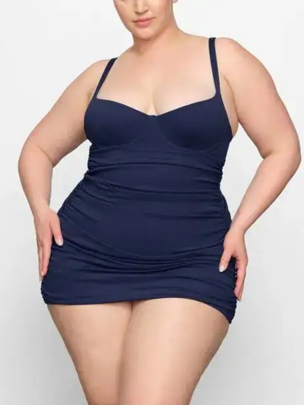 SKIMS Shaping Sculpting Swim Ruched One Piece Swimsuit in Midnight